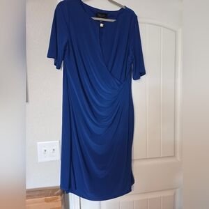 Evan Picone Royal Blue Draped Midi Dress